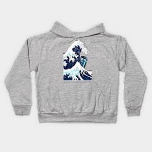 Blue phone box VS the great wave Kids Hoodie